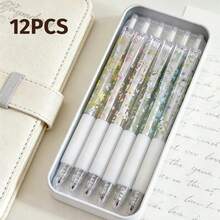 6 piezas de bolígrafos de gel retráctiles con patrón floral de 0.5mm de tinta negra de secado rápido, escritura suave para cuadernos y suministros de oficina, perfectos para la temporada de regreso a la escuela - flores - Ver 15