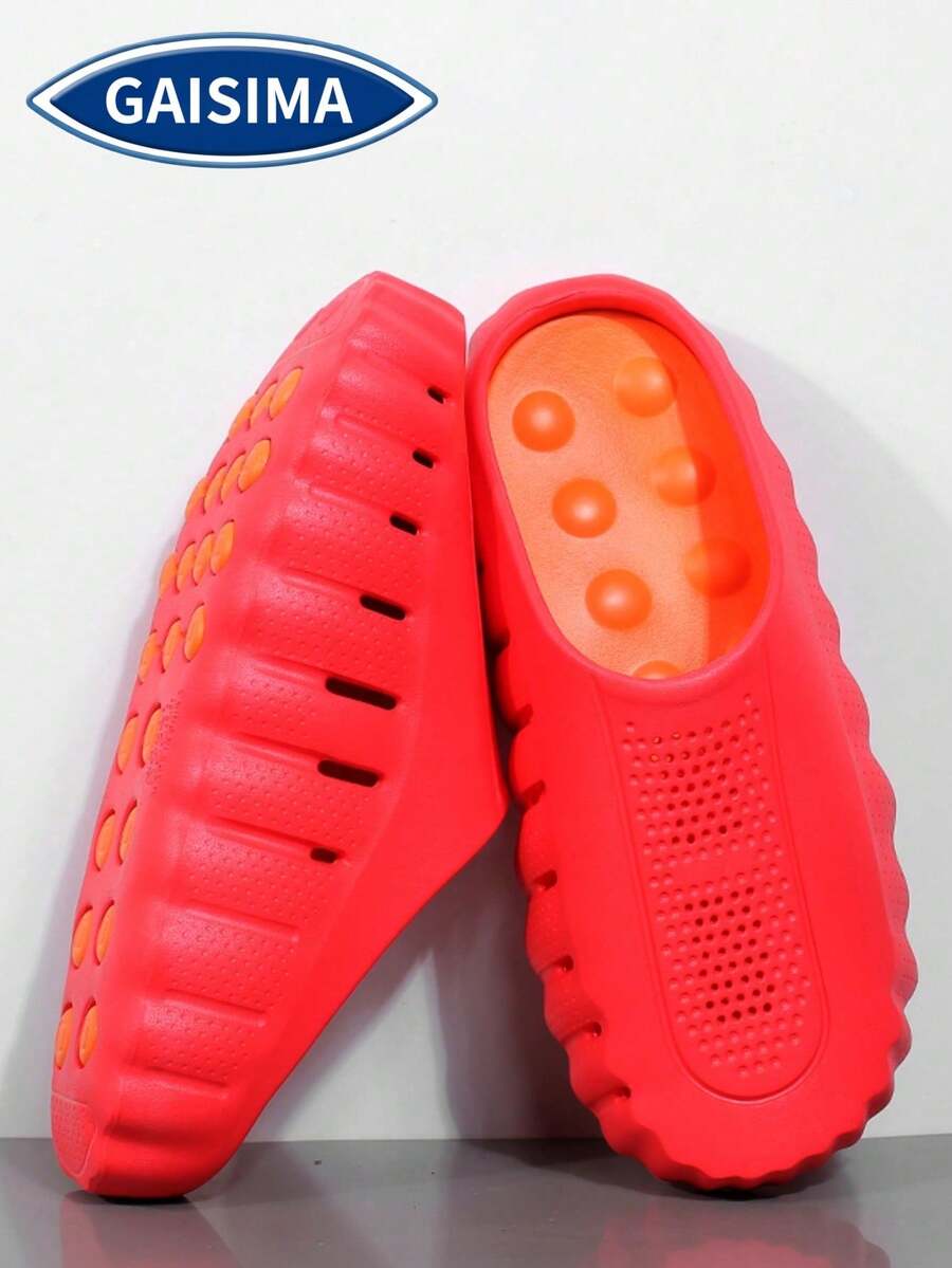 GAISIMA Herren-Slip-On-Sandalen mit perforiertem Obermaterial, gezackter dicker Sohle, funktionalem Stil, Cut Out Clogs, Sommer-Outdoor-Freizeitpantoffeln, rutschfeste Badezimmer-Slides