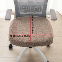 1pc Solid Color Elastic Office Chair Cover - Made Of Thickened Plush Teddy Fleece, With Elastic Band, Non-Slip Stretchable Chair Cover, Suitable For Home And Office Use, Machine Washable, Winter Warm Chair Protector - Multicolor - View 14