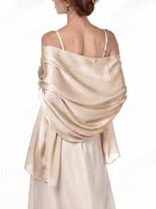 1 buah Syal Wanita Gaya Bohemian Satin Halus Warna Polos Klasik, Selendang Kasual Musim Gugur, Perlindungan Matahari, Cocok untuk Penggunaan Sehari-hari - putih pucat - View 2