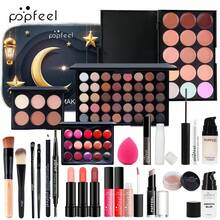 Popfeel All-In-One Makeup Kit, Portable Full-Face Cosmetic Set Stocked With Eyeshadow, Lipsticks And Makeup Brushes. Ideal For Holiday Outings, It Serves As Festive Beauty Gifts For Female Makeup Beginners - Brown - View 9