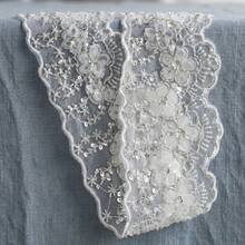 1/3" 13cm Wide 3D Floral Embroidered Lace Trim With Sequins And Beads, Fan-Shaped Edge Transparent Mesh Lace Trim, Suitable For Sewing DIY Crafts, Bridal Wedding Veil, Underwear, Clothing Accessories, Vintage Elegant Lace Trim - Multicolor - View 13