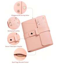 Portable Jewelry Storage Book, Foldable Travel Earring Organizer Holds 42 Pieces, Waterproof PU Leather Jewelry Storage Box Suitable For Earrings, Rings, Necklaces, Accessories, Large Capacity Display Bag - Essential For Vacation Travel - Multicolor - View 6