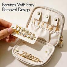 Portable Mini Travel Jewelry Bag, Multi Zone Small Jewelry Storage Bag, Tassel Zipper Design, PU Wear-Resistant Leather, Can Store Rings, Earrings, Necklaces, Bracelets, Small And Portable, Dual-Use For Daily Travel - View 4