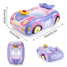 Swimbobo Kids Swimming Float With Canopy UPF50+ And Toy Steering Wheel, Pink Boat-Shaped Racing Car Swim Ring - Pink - View 4