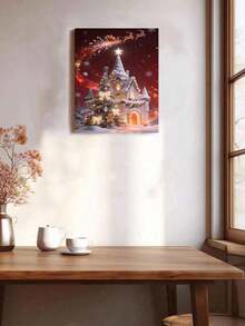 Christmas Santa Sleigh Reindeer Snow House Tree DIY Oil Painting By Numbers Painting Canvas Crafts Adult Home Decoration 8x12/16x20inch Holiday Gifts - Sets - View 3