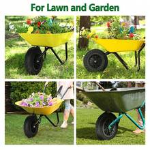 14" Solid Wheelbarrow Tire – 3.50-8 Heavy Duty PU Replacement Wheel With Rim For Garden Trolley, Barrow & Go-Kart - Black Diamond Pattern - View 3