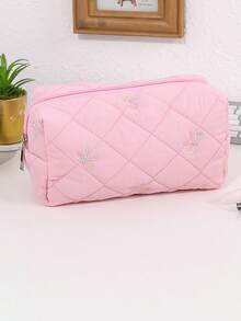 1PC Colorful Bowknot Embroidered Pattern Pencil Case, Creative Large-Capacity Stationery Storage Bag, Perfect For Back-To-School Supplies - Multicolor - View 16