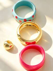 Conjunto de pulseras geométricas exageradas, uso diario, fiesta, vacaciones, accesorio de joyería versátil de estilo bohemio - Pulsera - Estilo moderno y cool - Ver 9