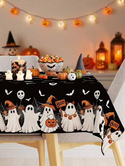 1 pieza Mantel de Halloween, Mantel de Fantasma de Halloween, Cubierta de Mesa para Decoración de Fiesta de Halloween, Suministros para Fiesta de Halloween, Decoraciones de Halloween, Camino de Mesa de Halloween, Cubierta de Gabinete de Halloween, Bandera de Mesa de Halloween, Decoración Exterior de Halloween, Decoración del Hogar de Halloween, Decoración de Habitación de Halloween, Regalos de Halloween, Recuerdos de Fiesta, Día de los Muertos, Navidad, Año Nuevo 2027