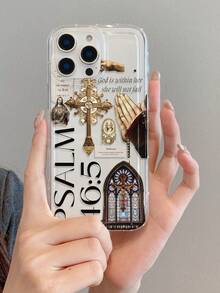 1pc Floral Cross Jesus Pattern, Air Cushion Transparent Anti-Drop TPU Phone Case, Suitable As Holiday Gift For Apple IPhone XS/XS Max/XR/11/12/13/14/15/16 Pro/Pro Max/14/15/16 Plus/17, Unisex, Samsung Phone Case A04/A51/A56/S25 Ultra/S22 Ultra/S21 Plus/S20/A73/A72/A55/A54/A53/A52/A34/A05/S25 Ultra/S25/S25 Plus - Multicolor - View 7