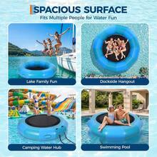 10x10 FT Heavy Duty Inflatable Water Trampoline with Double Elastic Ropes, Electric Pump and Rope Ladder, Floating Bouncer for Adults and Kids, Perfect for Pool, Lake and Calm Sea - Azul - Ver 6