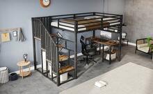 Bed Frame With Metal And Shelves, 120x200cm - 黑胡桃木 - 查看 11