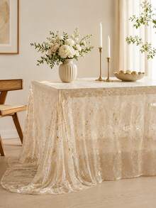 1pc Gold Foil Table Runner, Party Tablecloth, Birthday Table Runner, Birthday Party Supplies, Wedding Decor Tablecloth, Bridal Shower, Birthday Gift, Party Favor, 1st Birthday, Baby Shower, Gender Reveal Party, Home Room Decor, Kitchen Tablecloth - Broken Gold - View 6