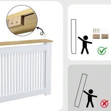 UNHO Radiator Cover 83cm High Modern Grill Cabinet MDF Vertical Slat Wooden & White S/M/L - M - 112x20x83cm - View 8