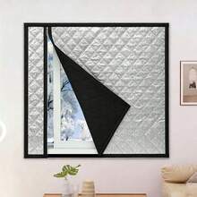 1pc Black Zippered Curtain, Windproof & Warm Winter Window Curtain, Bedroom Cold-Proof Sealing Window Insulation Film - Black - View 4