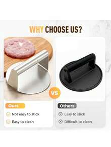 Essential Stainless Steel Meat Press Mold: Hamburger Press Tool, Suitable For Perfect Steaks, BBQ And Sandwiches - Silver - View 4