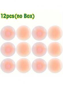 12pcs Reusable Nipple Covers, Strapless Invisible Self-Adhesive, Women's Lingerie And Underwear Accessories - Apricot - View 12
