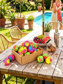 5 pièces Balles d'eau réutilisables pour piscine, Fournitures de fête de piscine, Jouets de balles d'eau colorées pour fête de piscine d'été, Jeux d'eau de plage, Fournitures de divertissement, Sports d'eau d'été, Piscine, Été, Essentiel de vacances - Balle d'eau en tissu - Voir 2