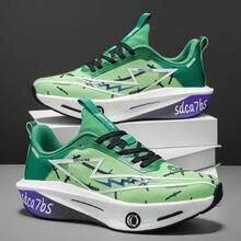 1 Pair Men's Sporty Graffiti Print Running Shoes - Green - View 2