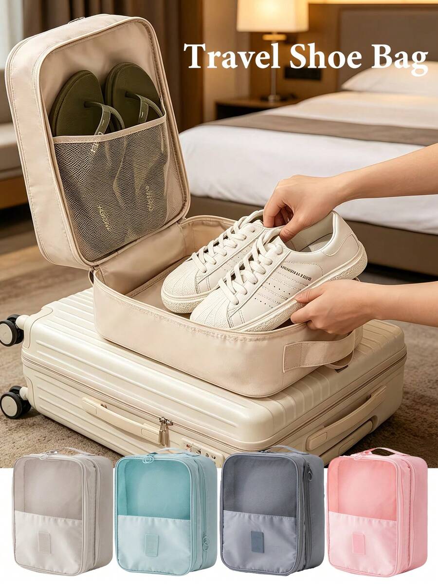 Tas Penyimpanan Sepatu Perjalanan Kapasitas Besar, Tas Organizer Gantung Tahan Lama, Desain Multi-Kompartemen, Hemat Ruang untuk Koper, Cocok untuk Kaos Kaki dan Barang Lainnya