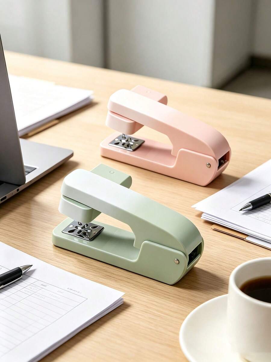 1pc Minimalist 360° Rotating Stapler, Innovative Book Binding Tool, Gradient Color Desktop Accessory For Students, Minimalist Paper Binding Clip, Modern Document Organizer Making Tool, Stationery, Daily Practical