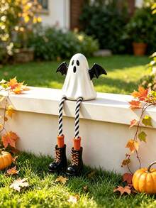 1/3 Halloween Hanging Leg Shelf Sitting Decor, Resin Witch Hat Pumpkin Ghost Bat Hanging Ornament With Hanging Rope Legs, Pumpkin Lantern Statue, Autumn Horror Table Decor, Indoor/Outdoor Halloween Party Home Desktop Decoration, Novel Halloween Gift Suitable For Friends Or Family - Hanging Leg Shelf Ornament - View 7