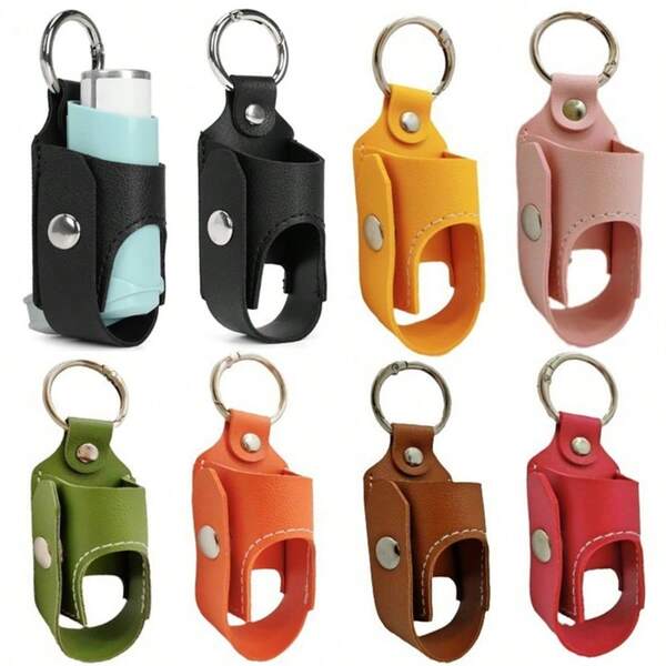 3pcs/1pc Asthma Inhaler Keychain Storage Case, Casual Cough Medicine Bottle Protective Cover, Portable, Black, Blue, Pink, Grey Optional, Suitable For Outdoor Use,Back To School