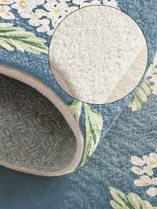 Alfombra de estilo floral azul oscuro y blanco para sala de estar, tamaño grande y suave. Adecuada para cocina, comedor, dormitorio, interior/exterior, oficina, pasillo, felpudo antideslizante, corredor, estudio, alfombra decorativa de cachemira sintética para vacaciones. - Azul Marino - Ver 3
