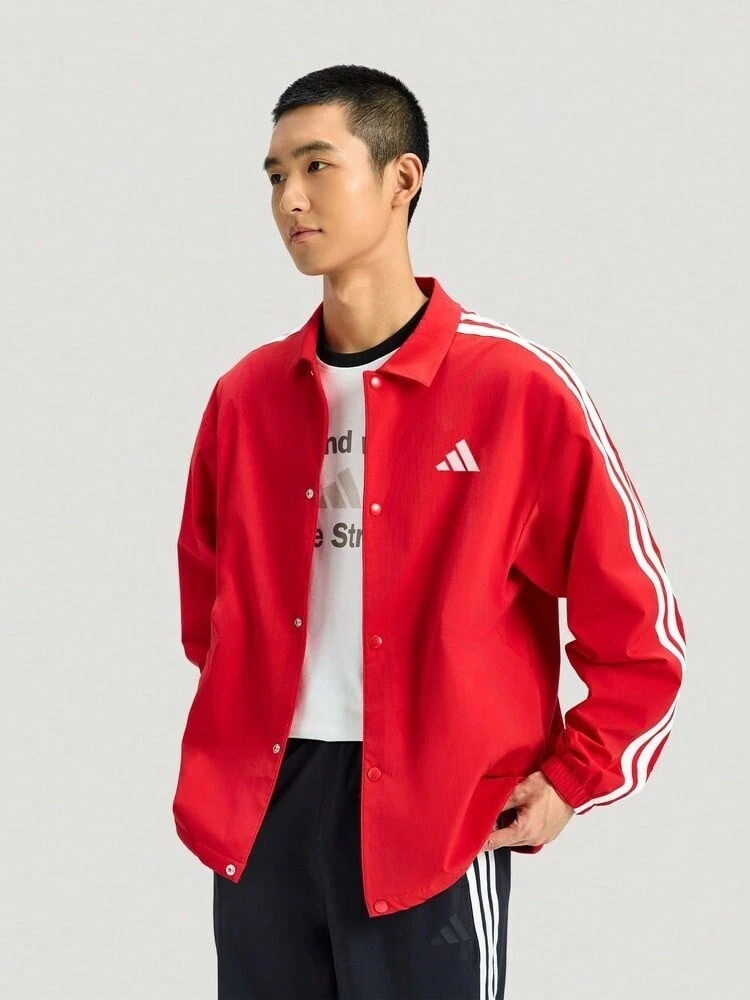 Adidas Men's ST 3ST J Jacket Woven Hoodless Outerwear KR2501 - Red - View 1