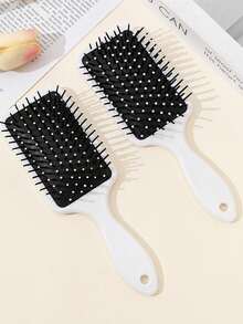 Summer Blue Turtle Pattern Straight Hair Cushion Brush, College Style Ocean Shell Pattern Large Massage Breathable Handheld Comb, Back To School Essential, INS Style Floral Comb, Birthday And Holiday Gift, For Family And Friends - Multicolor - View 3