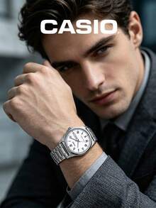 Casio Business Daily Essential: Men's Stainless Steel Quartz Watch, White Dial, 30m Water Resistant Casual Watch, MTP-V006D-7B With Date Function - Silver - View 3