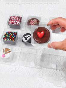 50pcs Clear Macaron Boxes, Candy Boxes, Gift Boxes, Individual Transparent Packaging, Suitable For Mini Candy/Cake/Chocolate Snacks, Halloween, Christmas, Wedding Party, Valentine's Day, New Year - Multicolor - View 5