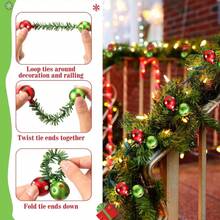 5pcs Christmas Painted Balls, Pine Pattern Decorative Ribbon, Electroplated Decorative Balls, Matte & Glossy Wavy Balls, 15CM Christmas Party Supplies - Multicolor - View 2