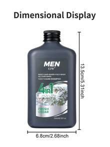 Men's 4-In-1 Face Wash, Body, Hair And Beard, Fresh, Deep Cleansing + Gentle Skin Care, Using Clean Rinse Technology, Moisturizing, Oil Control, Long Lasting Fragrance, For Men Only, Specially Formulated For Men's Skin, Cedarwood Scent, Gift For Him - Deep Cleansing - View 8