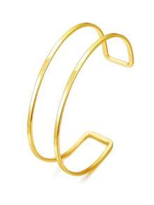 4pcs Luxury Glossy Wavy Water Drop Open Cuff Bracelets, Personalized S-Shaped Adjustable Arm Rings, Gold Arm Accessories For Beach Vacation Outfit - Gold - View 5
