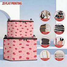 1pc Large Foldable Zipper Storage Box, Pink Strawberry Pattern Storage Box, High-End Style Element Print, Perfect For Travel, Bedding, And Wardrobe Organization Solution - View 4