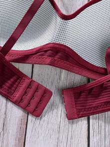 Girl's Solid Color Ribbed Adjustable Strap Bra, Comfortable And Seamless Push-Up Bra,Bras Suitable For Girls During Puberty. - Red - View 4