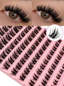 100pcs Cartoon Cluster False Eyelashes D Curl Anime Style Fluffy Glossy 8-16mm Single Lash Extensions Suitable For Beginners Makeup - D - View 1