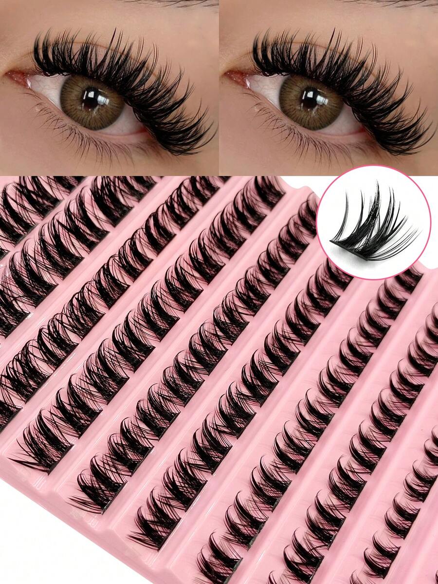 100pcs Cartoon Cluster False Eyelashes D Curl Anime Style Fluffy Glossy 8-16mm Single Lash Extensions Suitable For Beginners Makeup - D - View 1