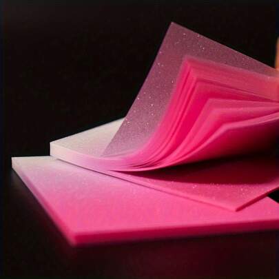 100 Sheets Gradient Shiny Transparent Sticky Notes, Glitter Effect, Self-Adhesive, No Residue, Transparent Material, Bookmark Function, Notebook Use, Back To School Gift, Size 3"X3"