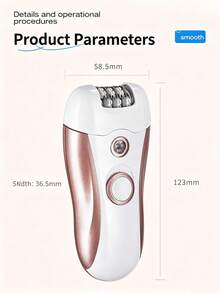 ALUSHEE 3-In-1 Women's Electric Epilator, Exfoliator, Shaver, Full Body Washable Hair Removal Device, 600mAh Battery Capacity, With Shaver, Epilator And Foot Grinding Head, Built-In LED Light, Dual Speed Mode, Rechargeable, Suitable For Face, Underarms And Legs Hair Removal - View 8