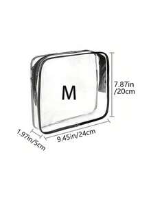 Large Waterproof Transparent Makeup Bag, Transparent Handheld Toiletry Storage Bag, Essential For Travel, Beach, School And Dorm - Black - View 15