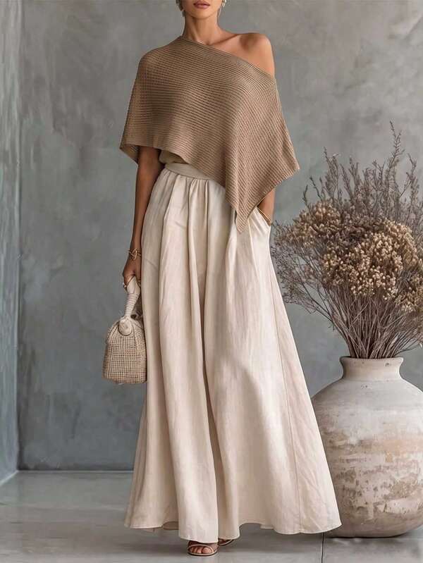 SEREN Soft Style Spring/Summer/Autumn New Hollow-Out Knit Sleeveless Top With Attached Shawl, Outerwear, Summer Top, Beach Top