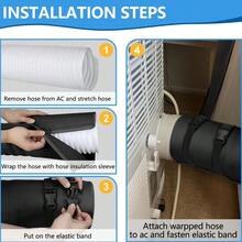 Portable Air Conditioner Hose Protective Sleeve, Exhaust Pipe Insulation Sleeve And Hose Cover, Made Of Insulated Air Conditioner Hose Sleeve, Easy Installation, Comes With 3 Adjustable Grey Straps - A - View 5