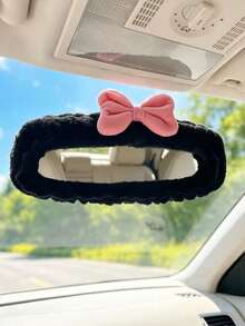 1 pieza Funda universal de peluche para espejo retrovisor, Funda de peluche con lazo para espejo retrovisor, Accesorios para automóvil, Decoración para automóvil, Automóvil decorativo, Regalo, Funda de protección para espejo retrovisor, Funda de protección rosa para espejo retrovisor de automóvil, Accesorios de decoración interior de automóvil con dibujos animados - Pequeño arco - Ver 5