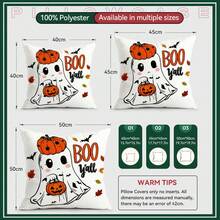 4pcs Halloween Ghost Pattern Pillow Covers Without Inserts, Single-Sided Printed Pillow Covers, Suitable For Living Room Bedroom Home Decor, All-Season Pillow Covers - Multicolor - View 2