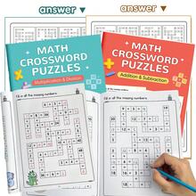 Lachilly Crossword Puzzle Book Brain Games Math Workbook, For Practicing Addition, Subtraction, Multiplication, Division, Intelligent Children And Adolescents Activity Worksheets Practice Pages, Math Games, Thinking Book For Kindergarten And Elementary School Children - Multicolor - View 2