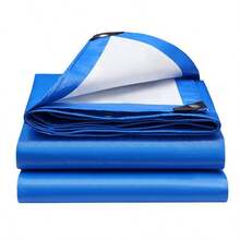 Lona impermeable gruesa azul & roja, resistente a desgarros y a los rayos UV, de PE con ojales de metal reforzados, cubierta para todo clima para camión/camping/piscina/barco/sitio de construcción - A - Ver 5