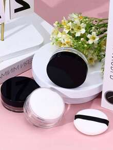 3/2/1 pieza Estuche de viaje de plástico para polvo con borla, reutilizable, con tamiz giratorio y tapa de rosca negra, adecuado para cosméticos, base de maquillaje y otros productos - Multicolor - Ver 2
